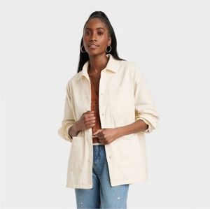 Chore Coat in Cream color, size M, Universal Thread, 100% Cotton, oversized fit